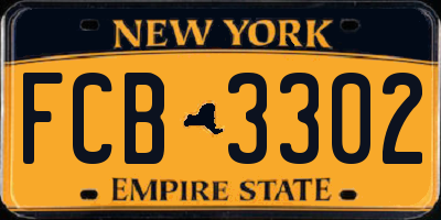 NY license plate FCB3302