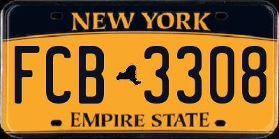 NY license plate FCB3308