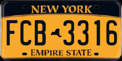 NY license plate FCB3316