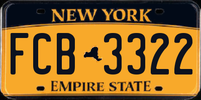 NY license plate FCB3322