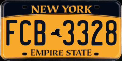 NY license plate FCB3328
