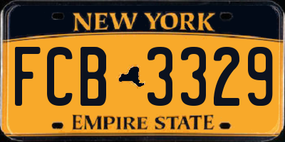 NY license plate FCB3329