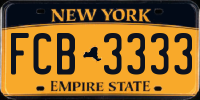 NY license plate FCB3333