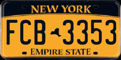 NY license plate FCB3353