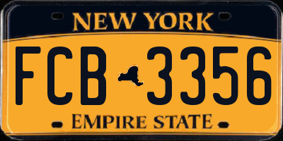 NY license plate FCB3356