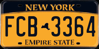 NY license plate FCB3364