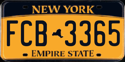 NY license plate FCB3365