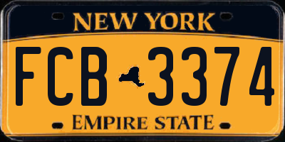 NY license plate FCB3374