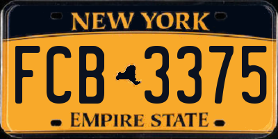 NY license plate FCB3375