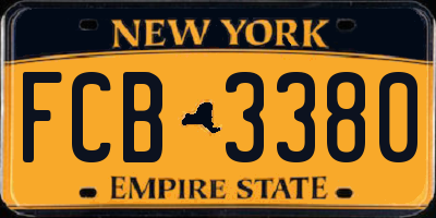 NY license plate FCB3380