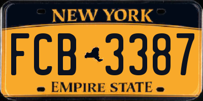 NY license plate FCB3387