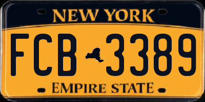 NY license plate FCB3389