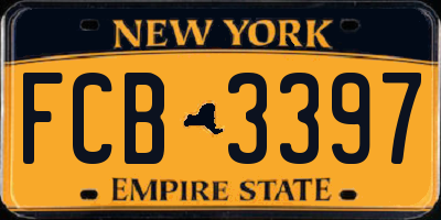 NY license plate FCB3397