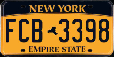 NY license plate FCB3398