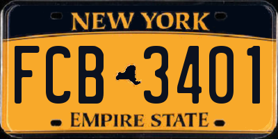 NY license plate FCB3401