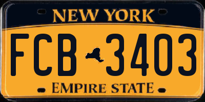 NY license plate FCB3403