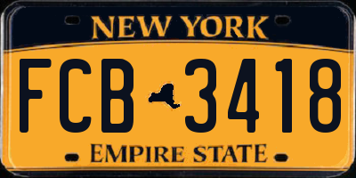 NY license plate FCB3418