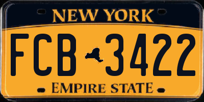 NY license plate FCB3422
