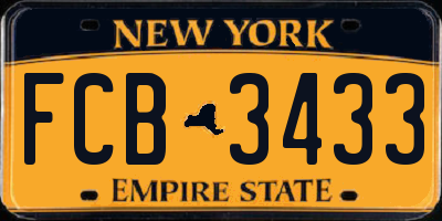 NY license plate FCB3433