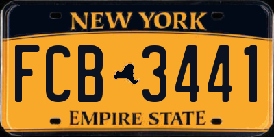 NY license plate FCB3441