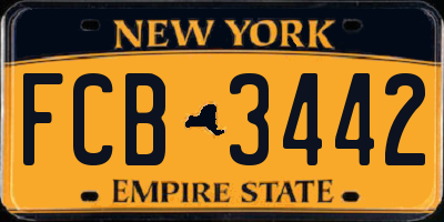 NY license plate FCB3442