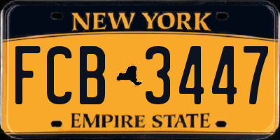 NY license plate FCB3447