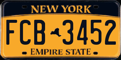 NY license plate FCB3452