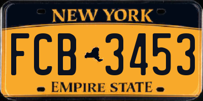 NY license plate FCB3453