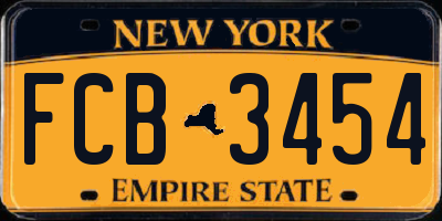 NY license plate FCB3454