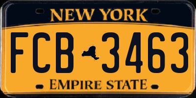 NY license plate FCB3463