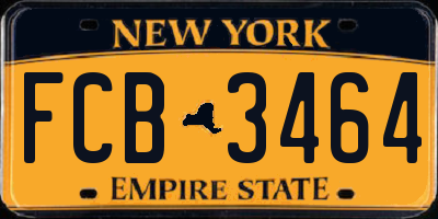 NY license plate FCB3464