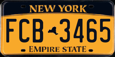 NY license plate FCB3465