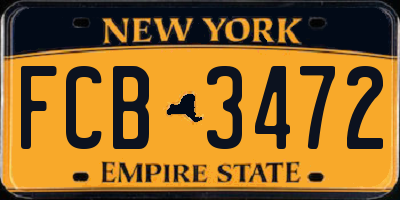 NY license plate FCB3472