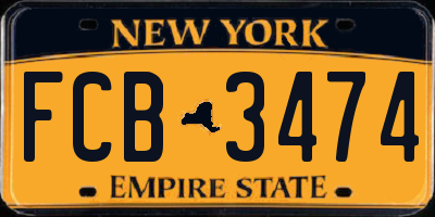 NY license plate FCB3474