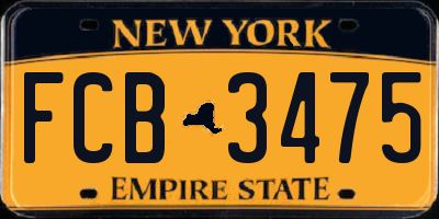 NY license plate FCB3475