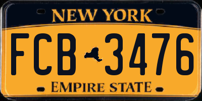 NY license plate FCB3476