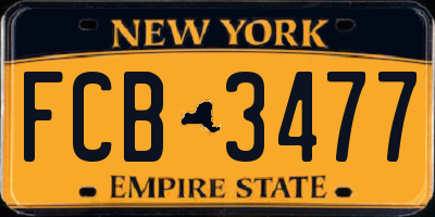 NY license plate FCB3477