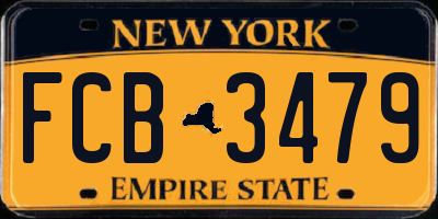 NY license plate FCB3479