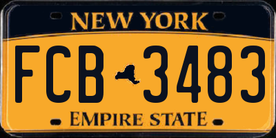 NY license plate FCB3483