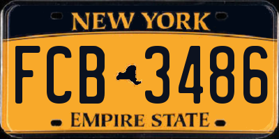 NY license plate FCB3486