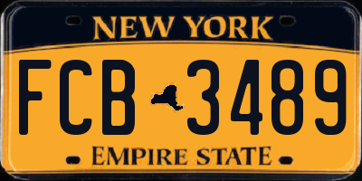 NY license plate FCB3489