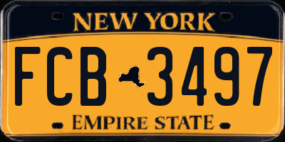NY license plate FCB3497