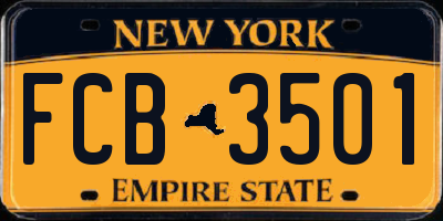 NY license plate FCB3501