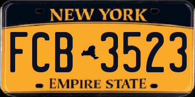 NY license plate FCB3523