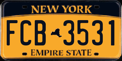 NY license plate FCB3531