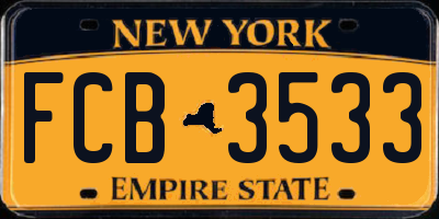 NY license plate FCB3533