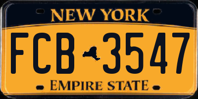 NY license plate FCB3547