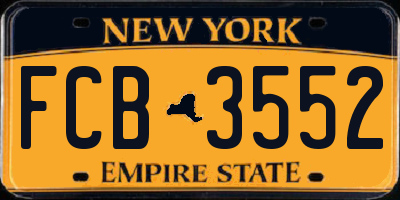 NY license plate FCB3552