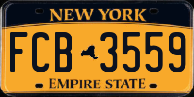 NY license plate FCB3559