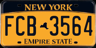 NY license plate FCB3564